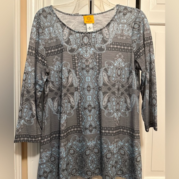Ruby Rd. Blue and gray blouse. Thin. Lightweight. Size Medium. - Picture 1 of 3